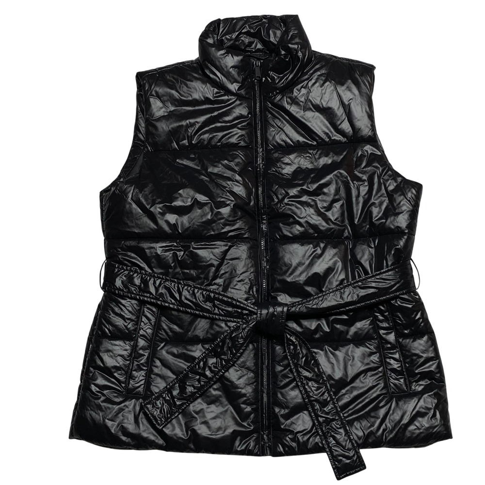Calvin Klein Jeans $139 Womens Black Puffer Vest Belted Quilted Size L NWT